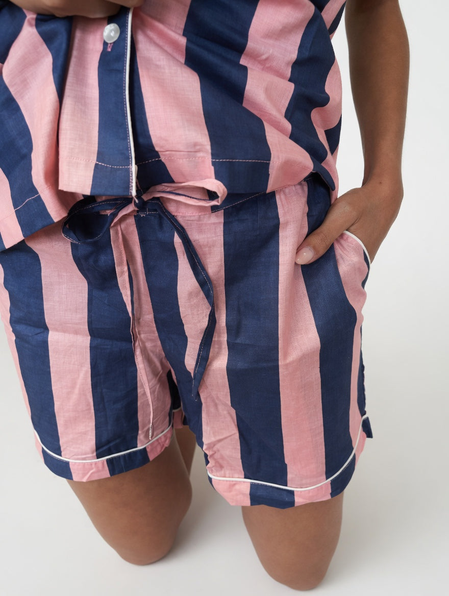 Blue & Pink Stripe Classic Short PJ Set