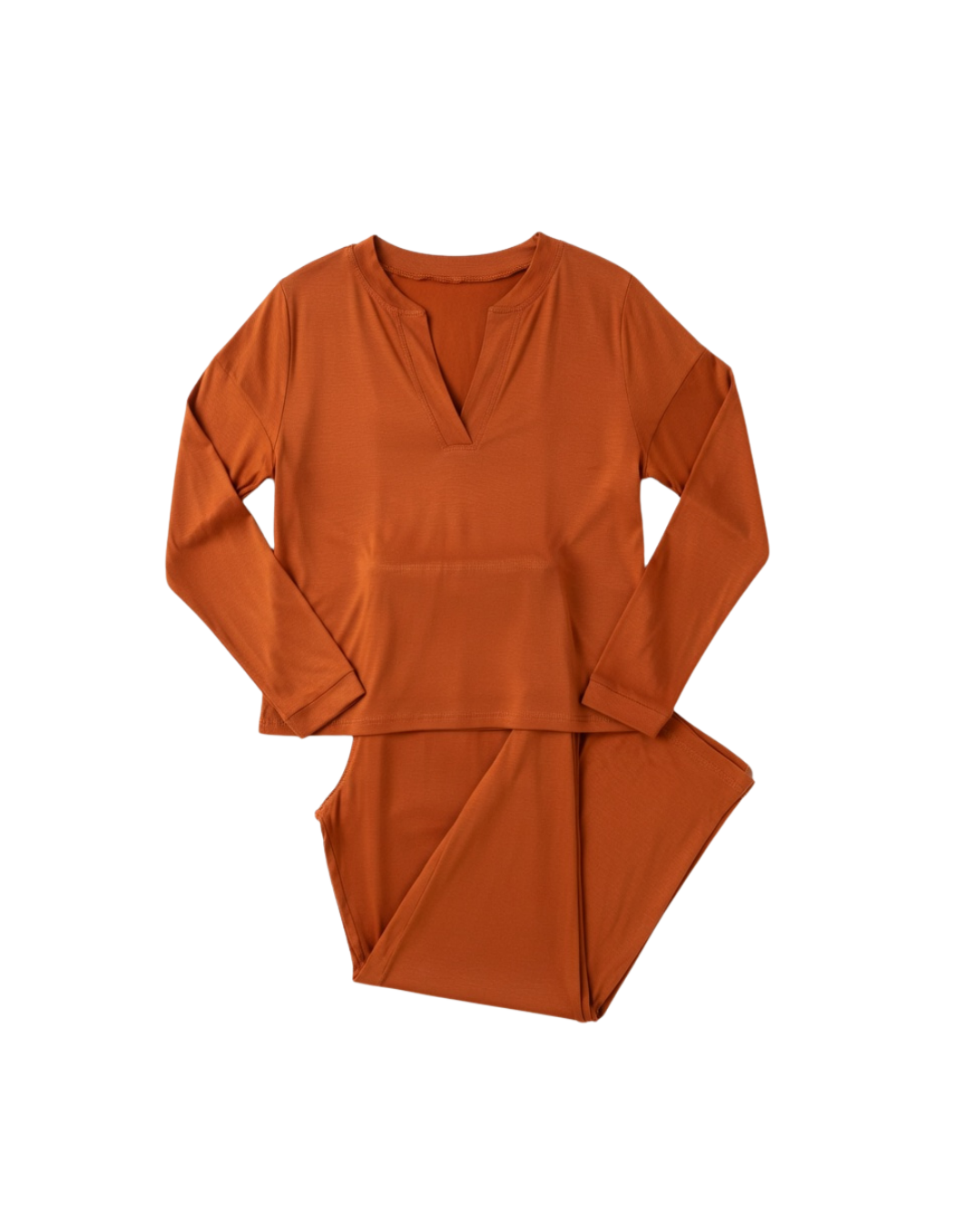 Terracotta / Burnt Orange Bamboo Long Sleeve Loungewear Set