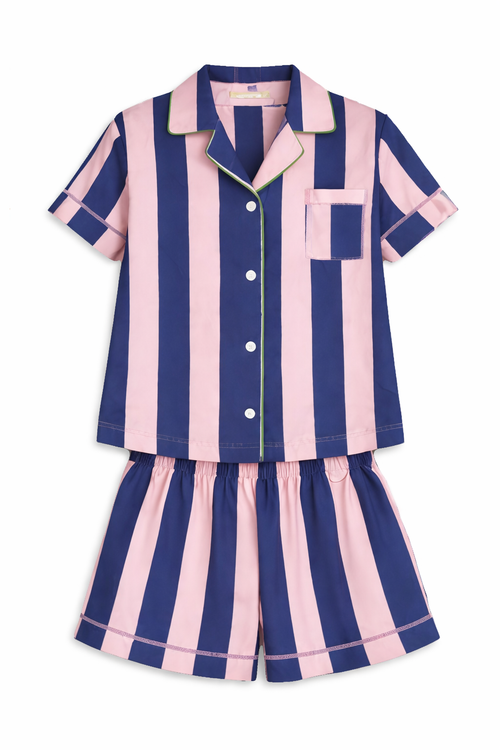 Blue & Pink Stripe Classic Short PJ Set