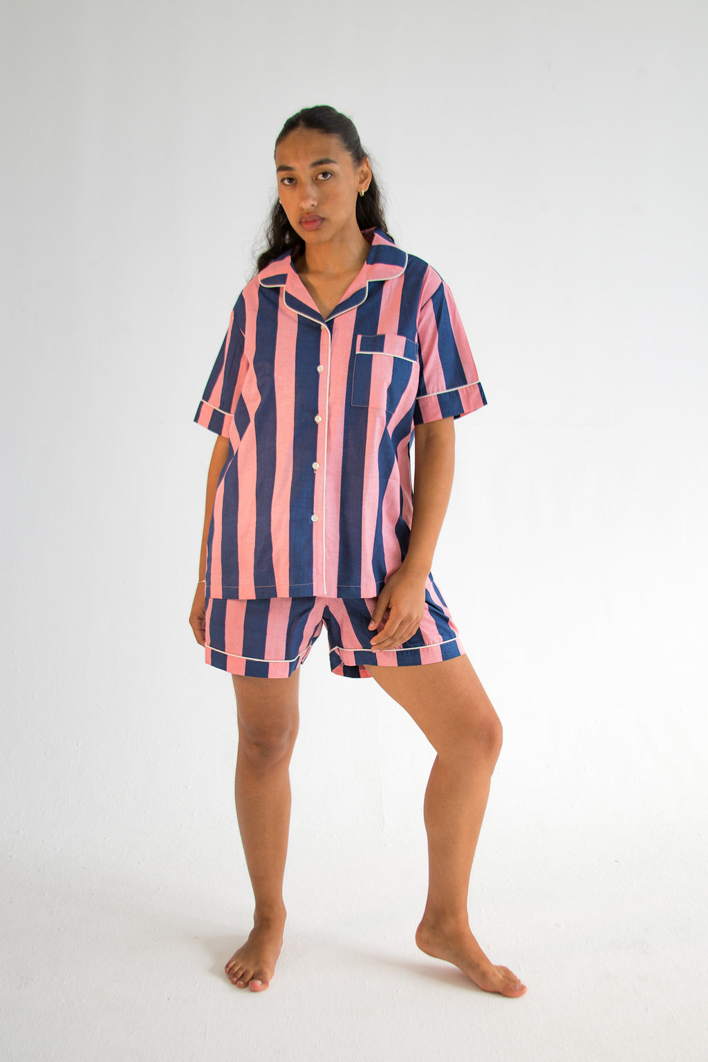 Blue & Pink Stripe Classic Short PJ Set