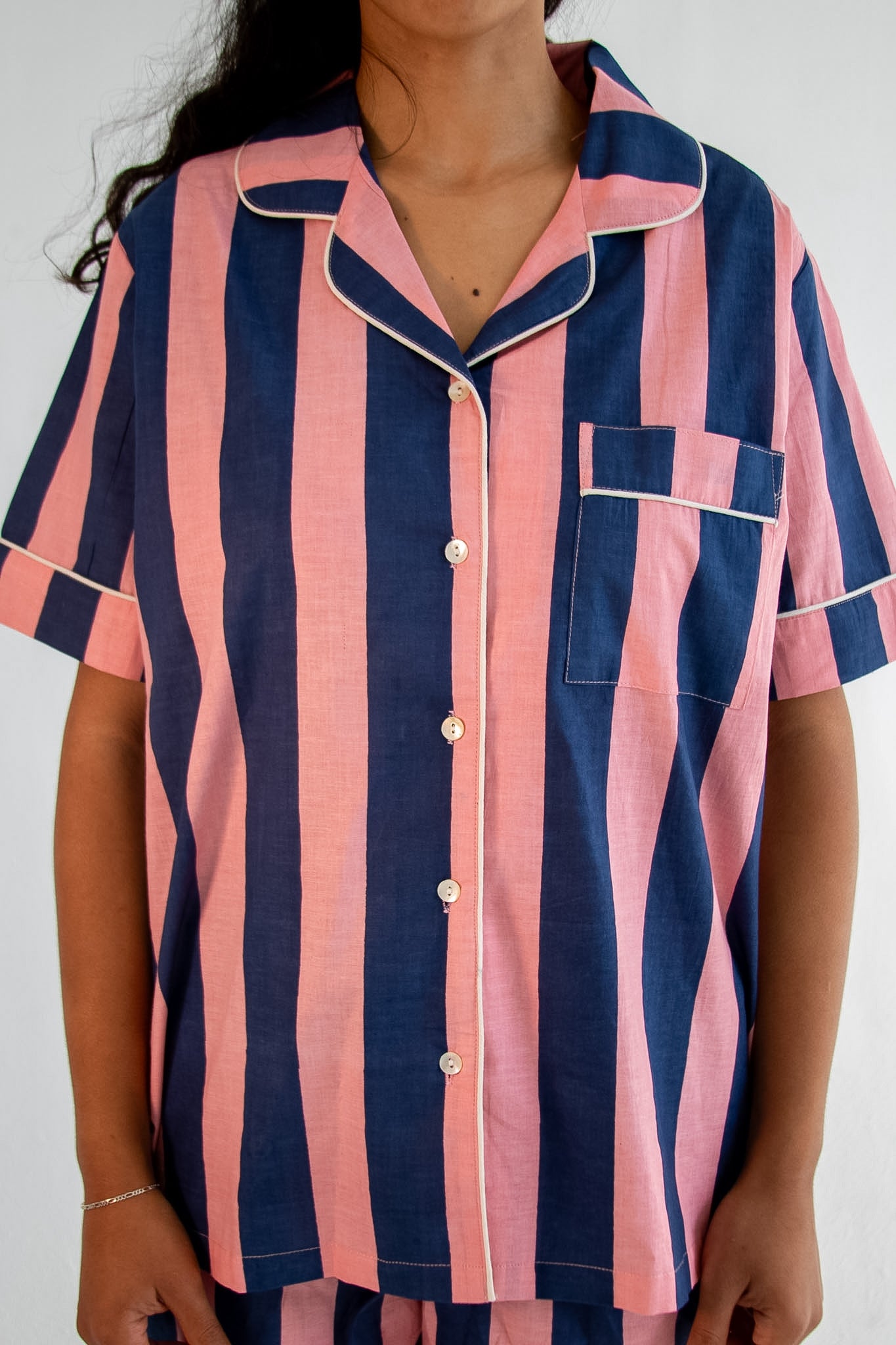 Blue & Pink Stripe Classic Short PJ Set