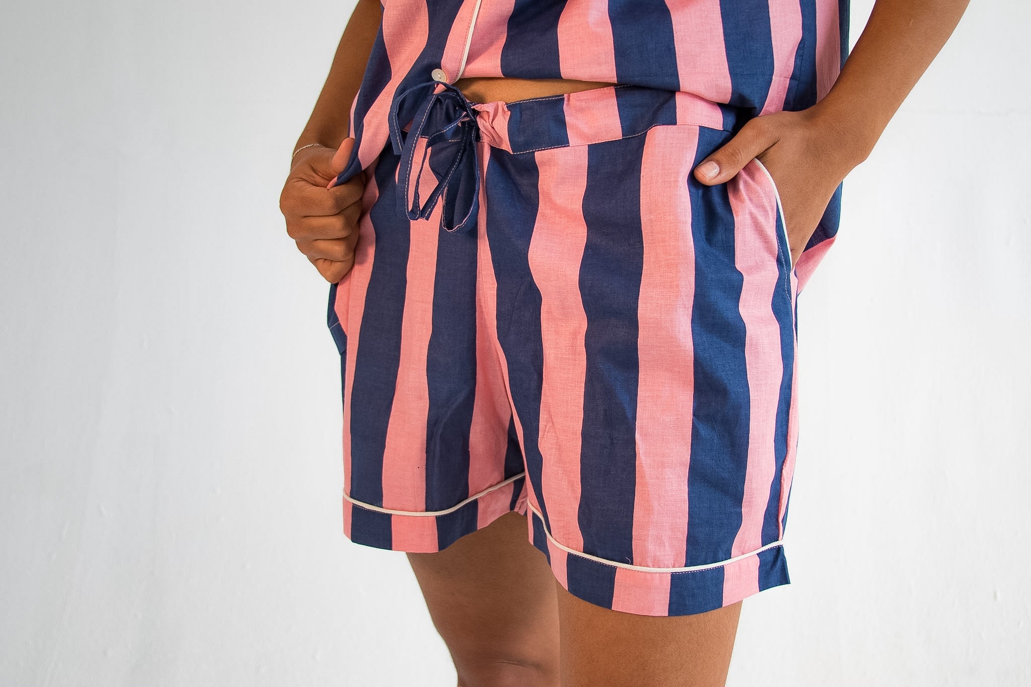 Blue & Pink Stripe Classic Short PJ Set