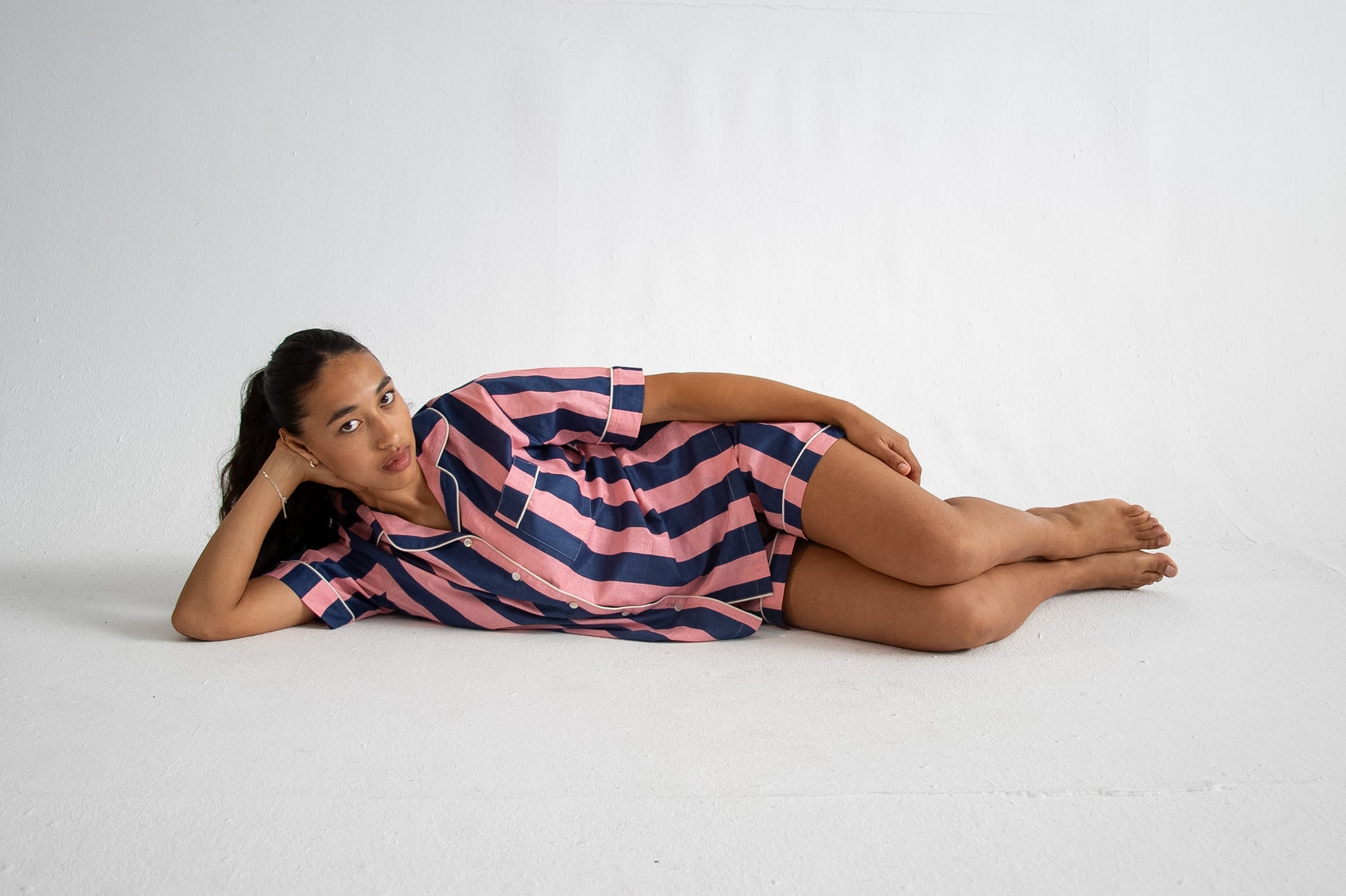 Blue & Pink Stripe Classic Short PJ Set