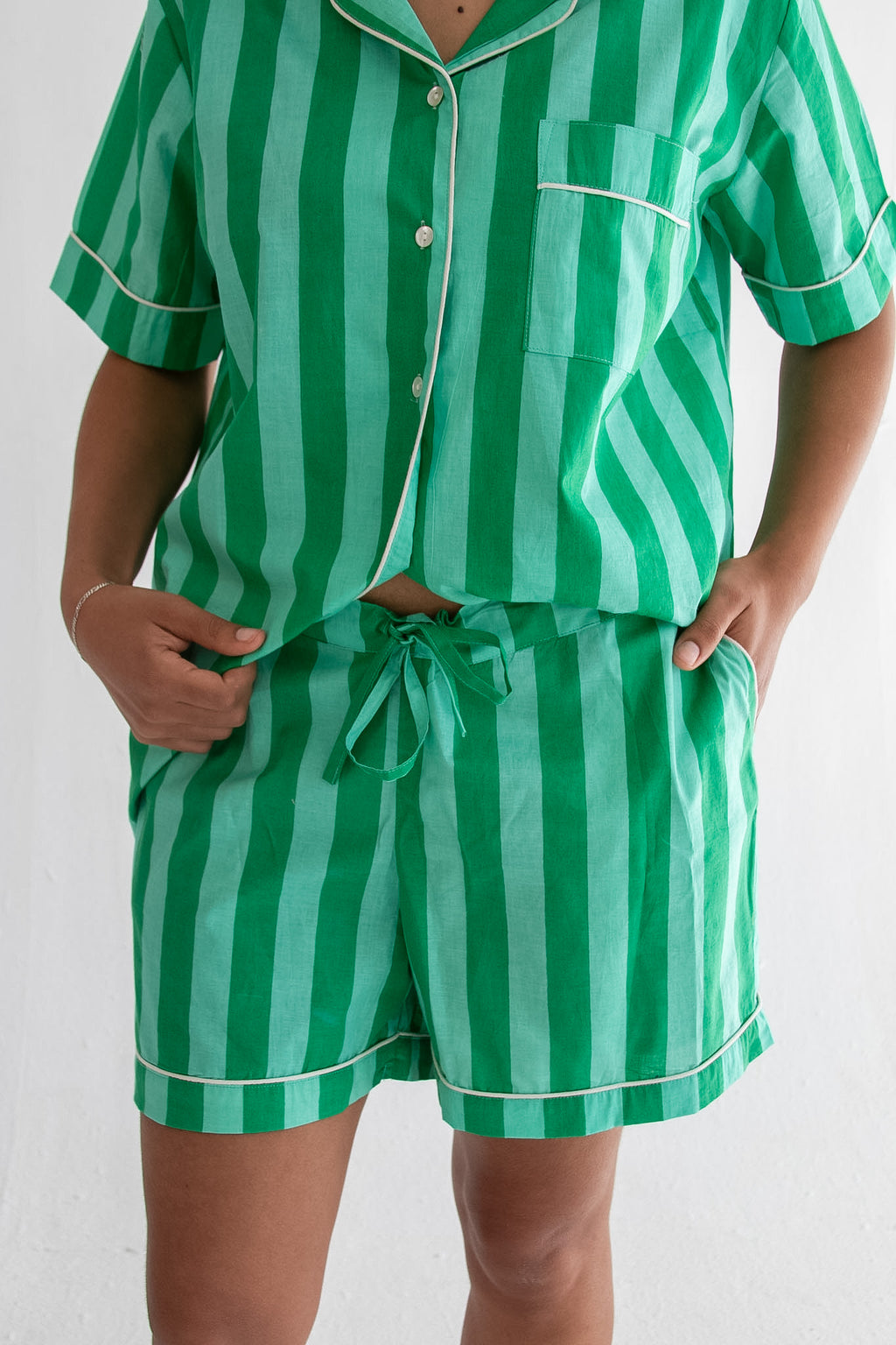 Green Stripe Classic Short PJ Set