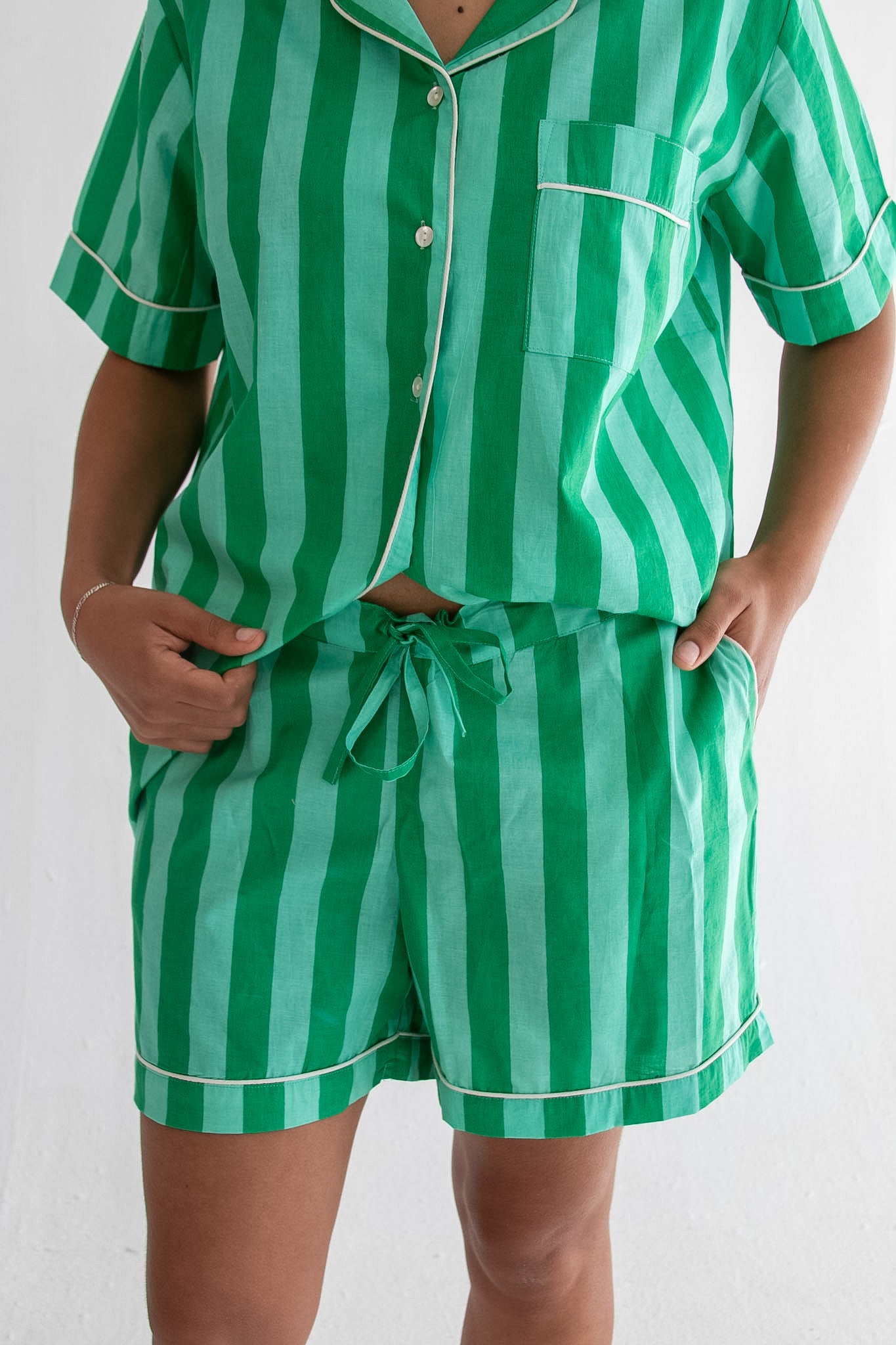 Green Stripe Classic Short PJ Set