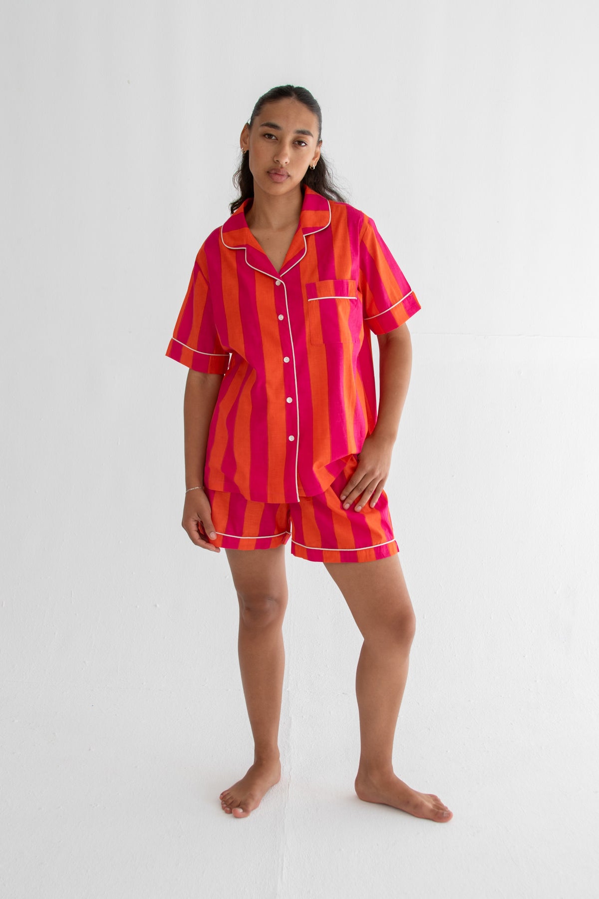 Pink & Orange Stripe Classic Short PJ Set