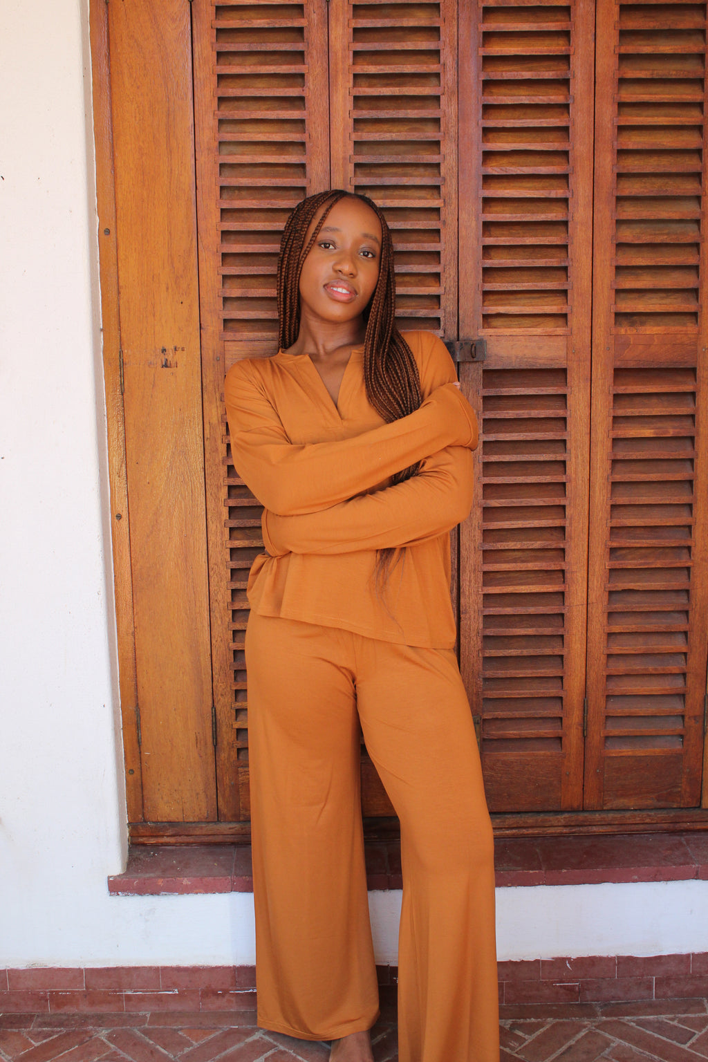 Terracotta / Burnt Orange Bamboo Long Sleeve Loungewear Set