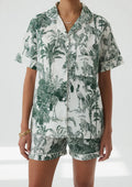 Green toile print women's cotton short pyjama set — Ilk Collective South Africa