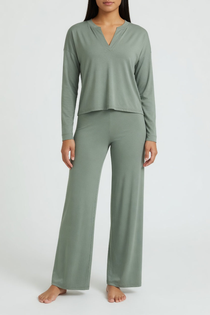Sage Green Bamboo Long Sleeve Loungewear Set