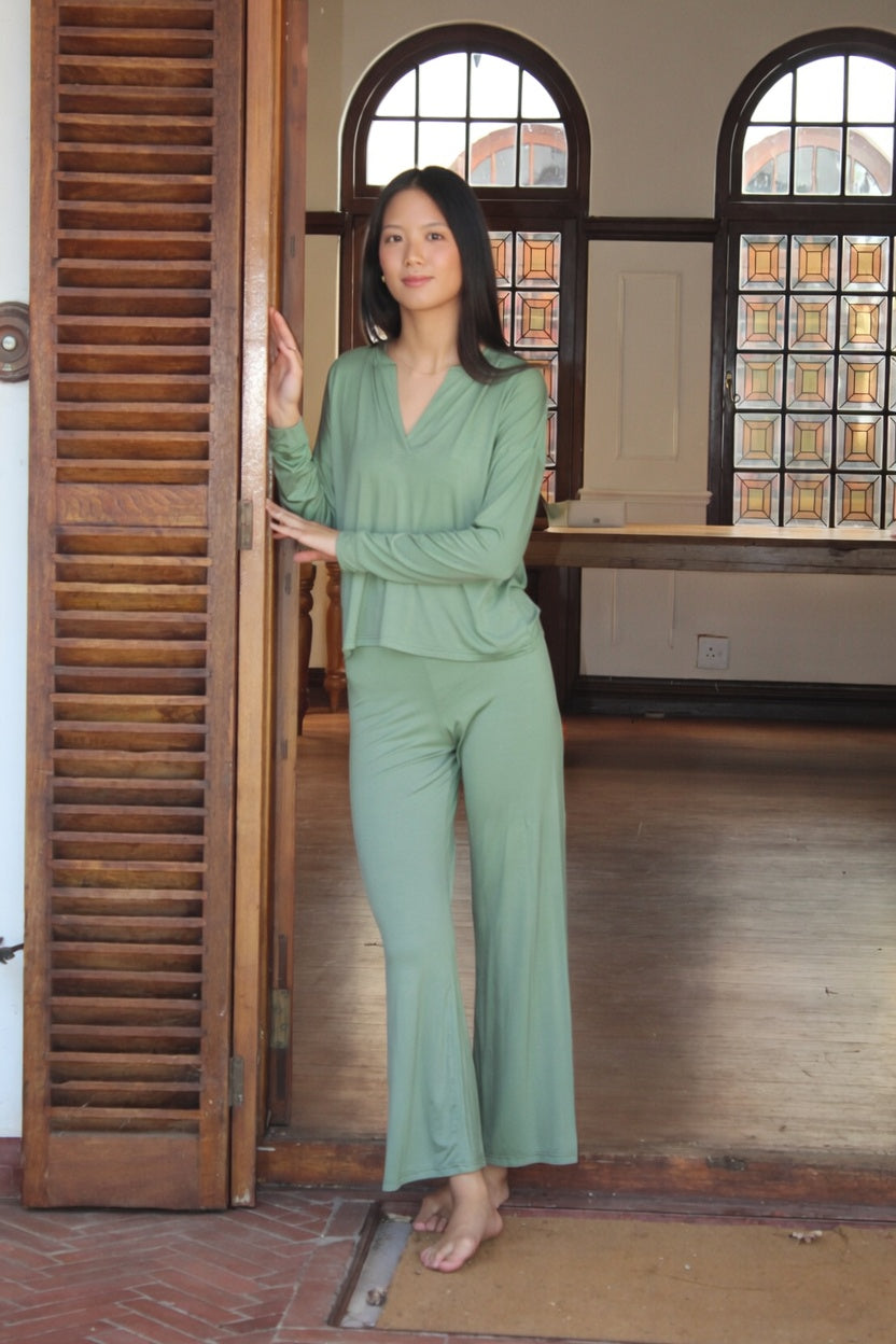 Sage Green Bamboo Long Sleeve Loungewear Set